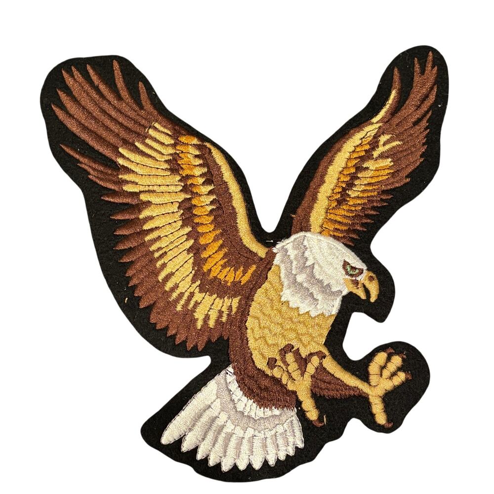 Vintage Deadstock Holm 12" Eagle Patch Detailed Stitching 70s Biker Trucker Hip